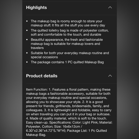 Quilted Floral Cosmetic Bag - Pink and Green - Picture 7 of 8